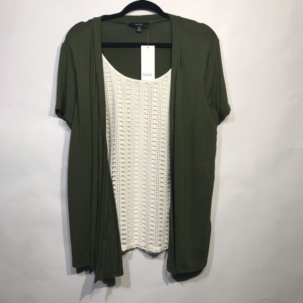 Naif Beige and Green Cardigan Top XL